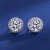 Aretes de moissanita simulación de transmisión en vivo para mujer estilo Ins amor plata de ley S925 circonita seis garras aretes de moissanita aretes