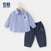 Conjunto de Ropa de Otoño Estilo Europeo para Niños, Camisa y Pantalones Largos para Bebés, Camisa y Pantalones Casuales para Niños