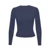 Camiseta Básica Combinando Skim*S Dai Shan Xiangxiu para Mulheres, Manga Longa Gola Redonda Ajustada Top Preto Emagrecedor para Início do Outono