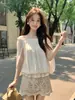 [Oferta Especial, Sin Devoluciones ni Cambios] Xiu Xixi Estilo Coreano Elegante Capa de Color Sólido Camisa de Chifón de Manga Corta Top para Mujer 89785