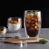 Taza de doble capa con forma de huevo, simple y transparente, para uso doméstico, sin asa, adecuada para bebidas, café, latte y té de flores.; hecho de vidrio de borosilicato alto