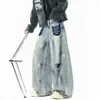 Jeans exclusivo com design graffiti desgastado para homens e mulheres, calças largas retrô de outono, calças casuais cool de alta qualidade.