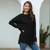 Ruien 2021 Amazon eBay Nueva Camiseta de Manga Larga Casual de Color Sólido con Costuras para Mujer Europea y Americana 1603