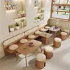 Café Loja de Chá com Leite Deck Sofá Loja de Sobremesas Padaria Loja de Bolos Área de Descanso Mesa e Cadeira para Negociação Combinação Estilo Wabi-sabi