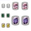 Deseo venta caliente moda color tesoro aretes fabricantes mayoreo aretes de diamante rectangulares aretes de cristal de circón color diamante completo
