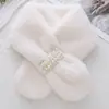 Cachecol de Pérolas Cachecol de Pelúcia Feminino Inverno Cabelo de Lontra Sintético Espessado Quente Moda Versátil Coreano Cor Sólida Proteção para o Pescoço Cachecol