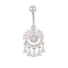 Anillo para Ombligo de Zirconia Transfronterizo con Borla Geométrica para Mujer, Exagerado de Personalidad Europea y Americana, Joyería para Piercing Corporal