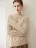 Nuevo Suéter de Punto Trenzado Cuello Redondo 100% Cachemira Pura Otoño/Invierno para Mujer, Estilo Holgado y Casual
