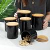 Tapa de bambú latas selladas de cerámica latas de almacenamiento de condimentos para alimentos té bocadillos granos de café latas de almacenamiento de cocina al por mayor en stock