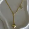 Amazon Transfronterizo Nuevo Colgante de Corazón Brillante Cadena en Forma de Y Llena de Diamantes Collar Lariat de 26 Letras Joyería de Moda para Mujeres