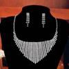 Moda estilo europeu e americano transfronteiriço novas joias metal diamante casamento noiva conjunto de joias duas peças colar brincos