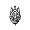 Venda Quente Transfronteiriça Aço Inoxidável Personalidade Geométrico Oco Cabeça de Lobo Acessórios de Joia DIY Titânio Aço Masculino Pingente de Colar de Lobo