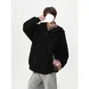 Sudadera Cárdigan de Capa de Aire Desestructurada de Peso Pesado para Hombre, Diseño de Moda Otoño e Invierno Sudadera con Capucha Casual con Costuras Visibles
