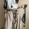 Cinturón Tejido de Diseño Étnico para Mujer, Nuevo Pañuelo de Seda Estampado, Decoración de Cintura con Cuentas, Cuerda de Cintura Versátil de Nicho
