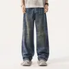 Jeans de mezclilla desgastados estilo americano para hombre, nueva colección otoño 2026, pantalones largos de corte recto ancho holgado