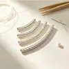 Plata S925 tubo curvo retorcido espaciador DIY pulsera de cuentas hecha a mano accesorio de tubo curvo pulsera a medias tejida con cordón rojo tubo de plata