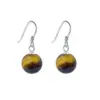 Nuevos Pendientes de Gancho para Oreja de Plata de Ley S925 Retro Maillard Piedra Natural Ojo de Tigre para Mujer Personalizados de Lujo Accesible de Nicho de Gama Alta