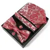 Corbata de Hombre Estampado Paisley Set de Caja de Regalo de Alta Gama 8cm Poliéster Corbata Atada a Mano Set de Pajarita y Pañuelo de Bolsillo para Hombre