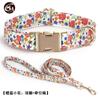Conjunto de collar y correa para perro colorido impreso con hebilla de metal dorado claro, collar para mascota para cachorros grandes y medianos