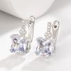 Arete cuadrado de diseño geométrico estilo coreano con circonita, moda para mujer, para ir al trabajo, lujo ligero, moda, sentido de alta gama, joyería cuadrada para la oreja
