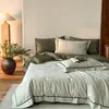 Juego de Cuatro Piezas Jacquard de Color Sólido Oscuro Estilo Retro Lujo Ligero Borde Ribeteado Exquisito Textura de Cama Doble Ropa de Cama para Dormitorio
