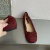 Zapatos Individuales Rojos Retro de Gamuza con Aumento Interno de Altura para Mujer 2026 Nuevo Verano Zapatos Plateados Franceses de Ballet para Fiesta