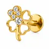 Los pendientes de aleación de titanio F136 se venden mucho en el extranjero. Perforaciones corporales de titanio G23 con forma de flor y circonita, para labio y lengua, disponibles para venta al por mayor.