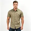Comercio Electrónico Transfronterizo 2026 Ropa de Trabajo de Verano para Hombre Camisa de Color Sólido con Cuello de Solapa Moda Versátil Holgada Casual Manga Corta