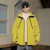 Chaqueta 3 en 1 estilo montaña para hombre, exterior, persona baja, con capucha, abrigo holgado, cortavientos impermeable para mujer, ropa corta para senderismo