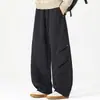 Pantalones cargo de pierna ancha, corte curvo, estilo americano, con remaches y pliegues, pantalones de trabajo holgados de pierna recta, pantalones casuales para hombre para primavera y otoño