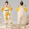 Pijama de una pieza para niños Verano Delgado Niñas Verano Algodón Puro Niños Grandes Niñas Una Pieza Manga Corta Nezha Nuevo Estilo 2025