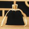 Venta al por mayor de fábrica Bolsa de terciopelo de borde dorado de boca dorada Rojo joyería bolsa de joyería cordón bolsa con cordón regalo bolsa de embalaje de joyería