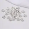 Cuentas Espaciadoras Flor de Cinco Hojas con Circonita Chapadas en Oro de 14K Rueda de Circonita Pavimentada a Micro-Punto Cuentas Espaciadoras Planas Pulsera Hecha a Mano para DIY Material para Pulsera