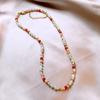 Collar de dopamina de color circón con perla de agua dulce para mujer, cadena de clavícula con nicho para mujer, cadena de cuello con cuentas de piedra Shoushan de ónix rojo para mujer