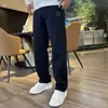 Pantalones deportivos de punto para hombre a la moda, nuevo estilo otoño e invierno 2025, corte holgado, pantalones casuales negros para correr