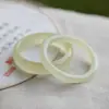 Pulseira Nova de Jade Verde e Branco Afegão, Barra Plana, Barra Redonda Pequena, Pulseira Feminina, Presente Popular para Transmissão ao Vivo