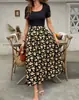 Vestido de Verano 2026 Nuevo Estilo Europeo y Americano con Estampado y Patchwork, Corte A para Mujer, Elegante y Adelgazante, Vestido Largo, Artículo Popular Transfronterizo