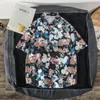 Camisa Floral para Hombre de Manga Corta Blanca Estilo Coreano Moderna Guapo Casual Verano Delgada Hawaiana Guapo de Media Manga Holgada