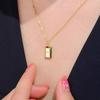 Elegante Versátil Lujo Ligero Geométrico Rectangular Barra de Oro Collar para Mujer, Cadena Clavicular de Nicho con Cuentas Espaciadoras, Barra de Acero de Titanio