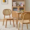 Cadeira Ventilador de Rattan Estilo Mid-Century Nórdico Cadeira de Jantar de Madeira Maciça para Casa Cadeira de Escritório Restaurante Japonês Estilo Wabi-Sabi Pousada Cadeira de Rattan
