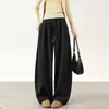 Calça Wide-Leg Cor Aveia Imitação de Caxemira para Mulheres Inverno 2026 Calça de Moletom Reta Engrossada Emagrecimento Cintura Alta Caimento Relaxado Calça Banana