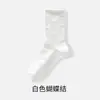Calcetines con puño, calcetines de algodón finos para mujer primavera/verano a media pantorrilla, resistentes al olor, con lazo, estilo ballet, blancos, calcetines apilables para maternidad, al por mayor