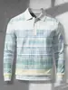 Nuevo Polo Casual de Lujo para Hombre Otoño/Invierno 2026 Cuello Camisero Estilo Old Money Manga Larga Top Estampado Digital para Hombre