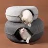 Nido de Gato de Fieltro, Transpirable, Casa para Gatos de Cuatro Estaciones, Forma Redonda Hecha a Mano, Extraíble y Lavable, Cierre de Cremallera, Juguete para Gatos Rosquilla