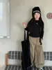 Pantalones de Trabajo Anchos Color Caqui para Niños y Niñas Princesa Yuyu Otoño Estilo Retro Americano Sueltos Casuales Pantalones Curvos para Niños