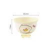 Tigela de Cerâmica Cor Creme para Uso Doméstico, Prato Estilo Desenho Animado, Tigela de Arroz Fofa, Tigela de Sopa, Louça Infantil com Cor Sob Esmalte, Resistente a Altas Temperaturas