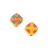 Nuevas Cuentas Espaciadoras con Agujero Pasante para Pulsera DIY Auspiciosas de Esmalte Dorado Arena Conserva Color Estilo Chino Flor de Loto Trébol de Cuatro Hojas