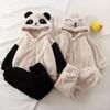 Traje de ropa para el hogar con capucha de franela nuevo de otoño e invierno para niños, suéter de lana para bebés niños y niñas, pijamas para niños, transfronterizo