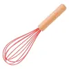 Batidor de Huevos de Madera de Mango Colorido Portátil de Silicona Batidora de Crema Batidor Manual Multifuncional para Mezclar Líquidos