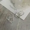 Brincos de Linha Geométrica Simples Estilo Coreano para Mulheres, Brincos Elegantes Fashion Retrô, Brincos Envoltos em Argola Hip-Hop Ins